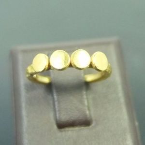 22k Hammered Sterling Silver Gold Dot Band
